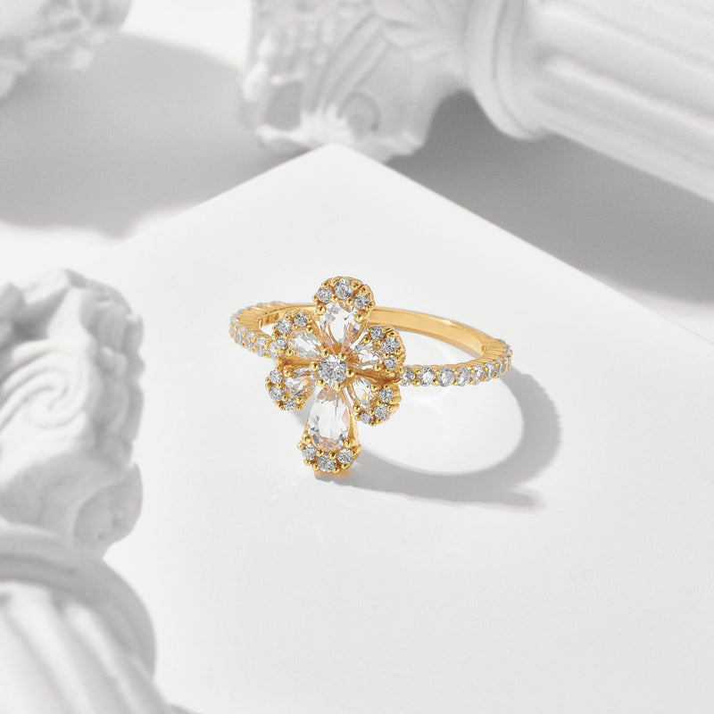s925 silver flower cluster ring, view 3 - MRSLM