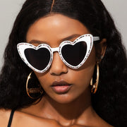 heart-shaped rhinestone sunglasses - MRSLM