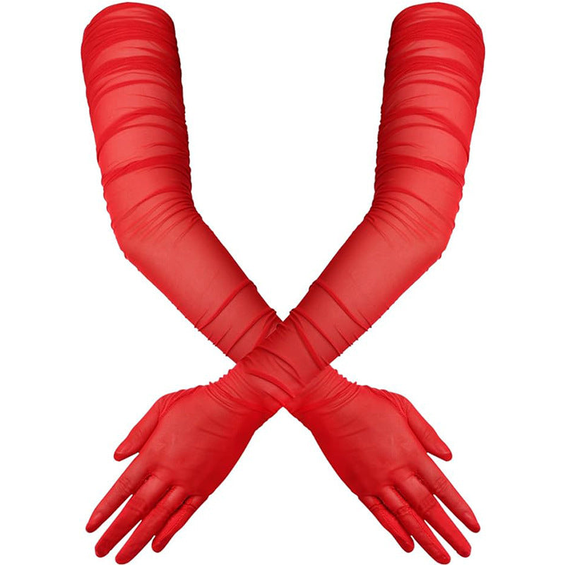 Women's long opera mesh gloves, view 2 - MRSLM