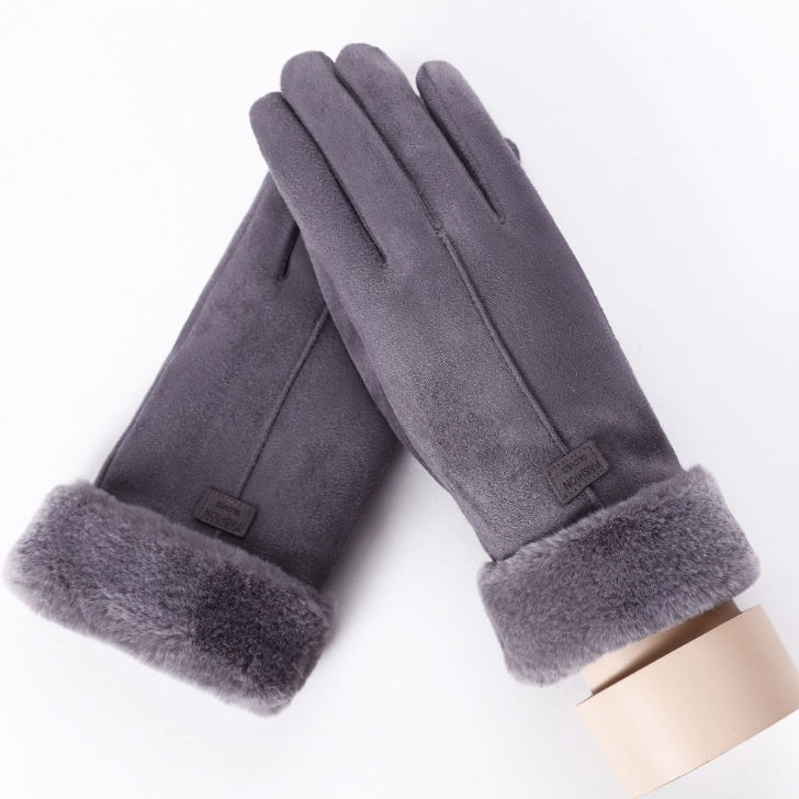 Women's plush-lined suede touchscreen gloves, view 15 - MRSLM