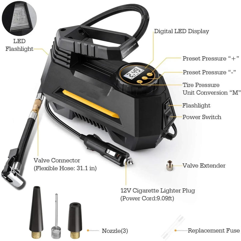 portable car tire inflator, view 3 - MRSLM