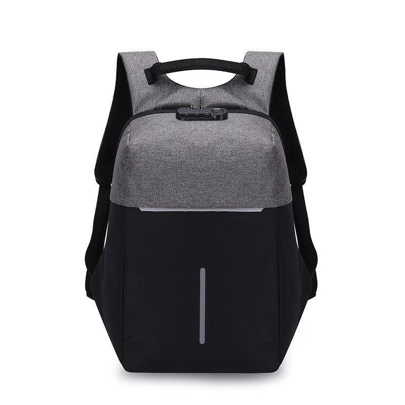 reflective men's backpack with lock, view 11 - MRSLM