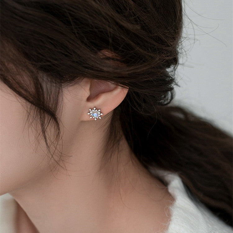 925 Sterling Silver Sun Earrings Female