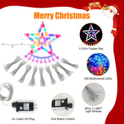 Multicolor waterfall Christmas tree lights with star topper, view 2 - MRSLM