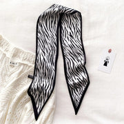 zebra print silk-feel scarf, view 7 - MRSLM