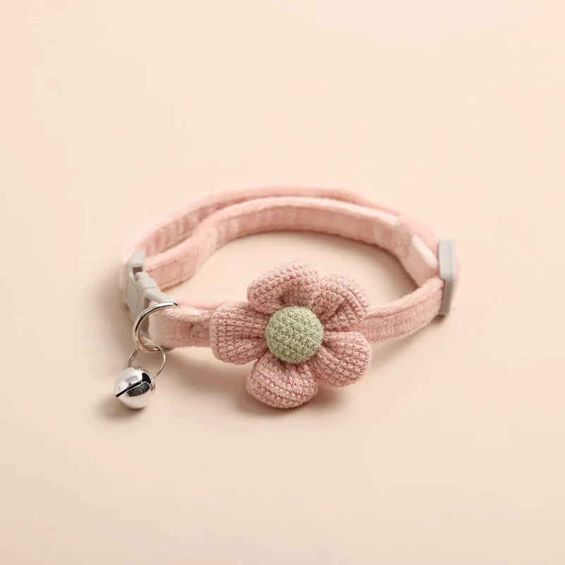 adjustable cat collar with flower and bell, view 10 - MRSLM