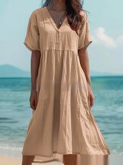 Women's cotton linen swing dress, view 4 - MRSLM