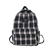 Plaid canvas casual schoolbag, view 6 - MRSLM