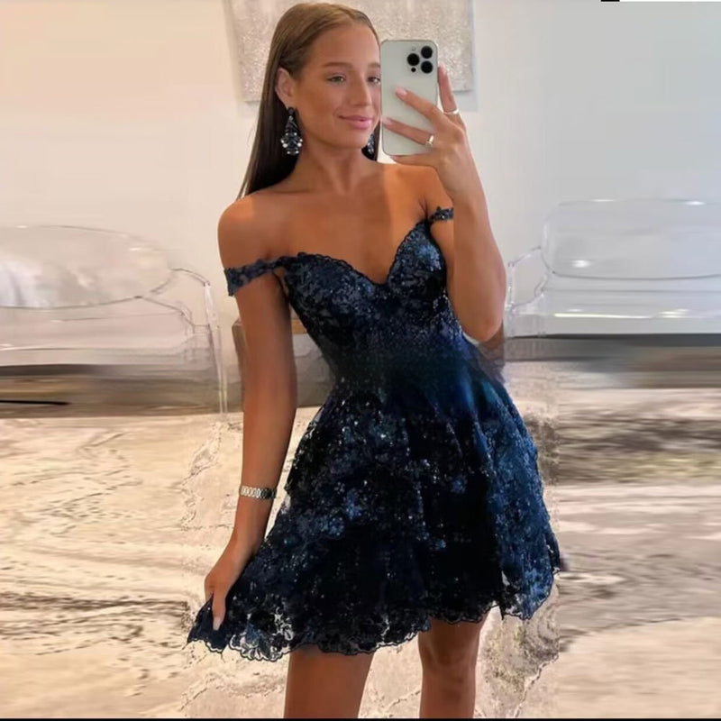 sequin short party dress, view 10 - MRSLM