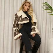 Women's faux shearling trim moto jacket, view 7 - MRSLM