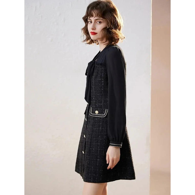elegant bow lace-up a-line dress, view 6 - MRSLM