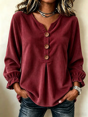 Women's corduroy long sleeve blouse, view 11 - MRSLM