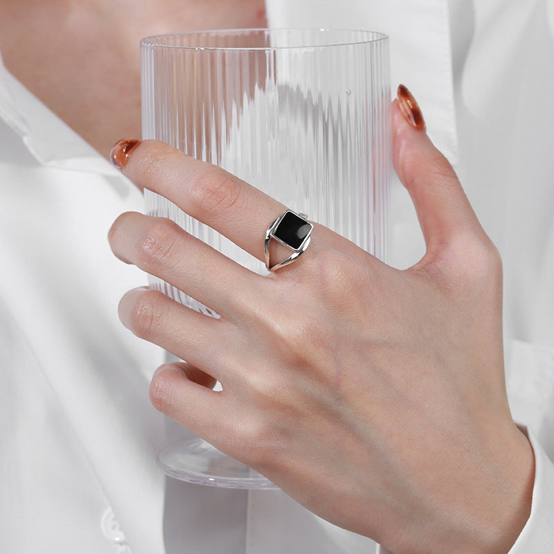 sterling silver square ring - MRSLM