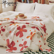 floral knitted knee blanket, view 2 - MRSLM