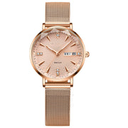 Women's rose gold mesh belt quartz watch, view 5 - MRSLM