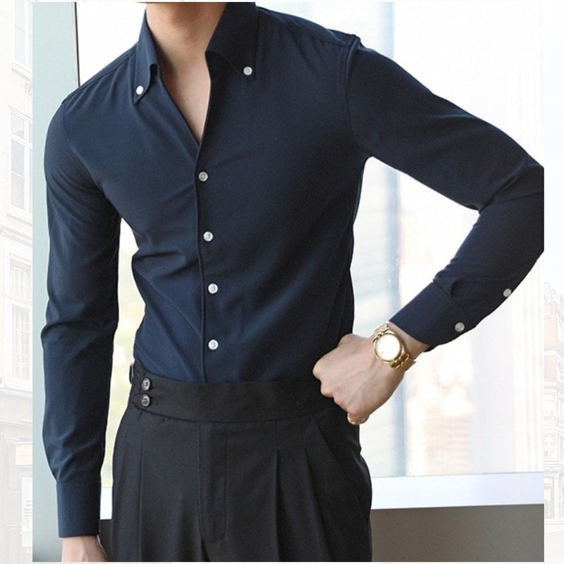 Autumn Italian Collar Young Men's Shirt