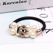 pearl floral elastic hair bands, view 5 - MRSLM