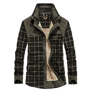 Men's fleece-lined cotton plaid jacket, view 9 - MRSLM