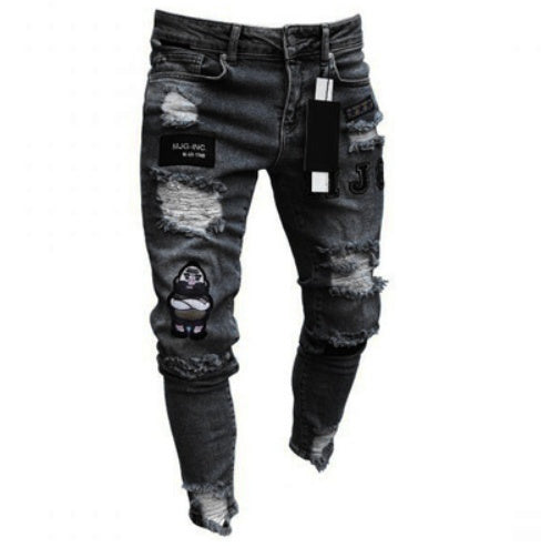 Ripped Knee Zipper Ankle Pants