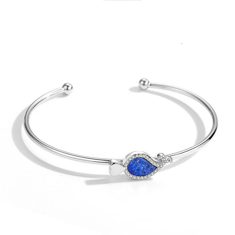 women's sterling silver open bangle, view 5 - MRSLM