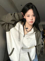 loose double hood cotton cardigan sweater, view 3 - MRSLM