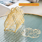Acrylic gold foil coaster set, view 2 - MRSLM