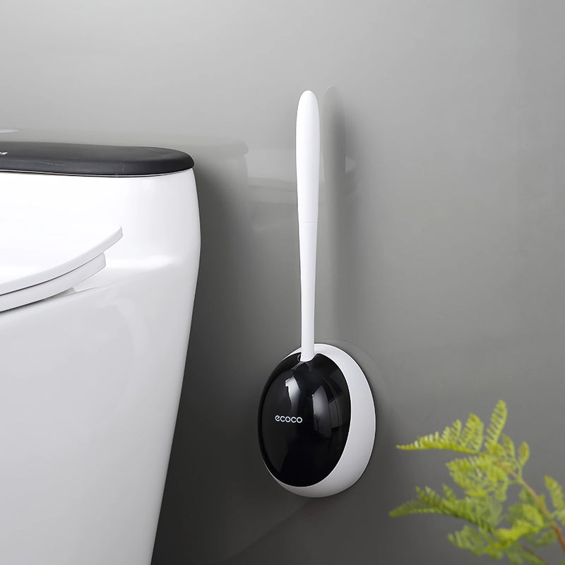 long handle toilet brush with holder, view 2 - MRSLM