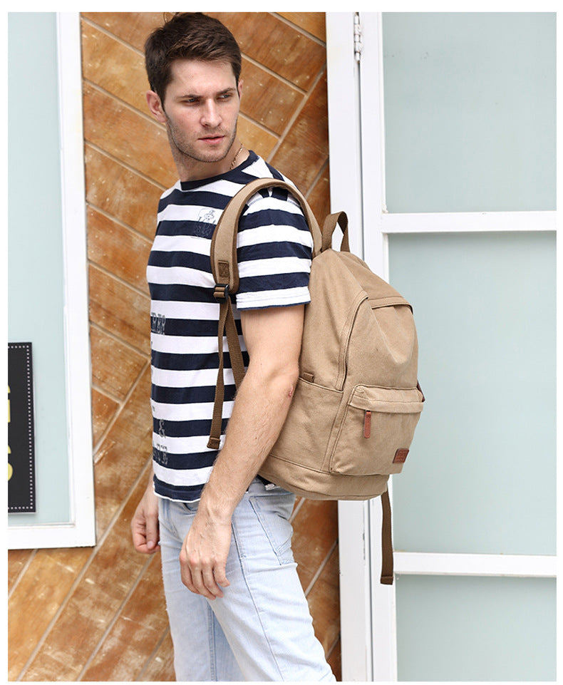 Men's retro canvas backpack, view 3 - MRSLM