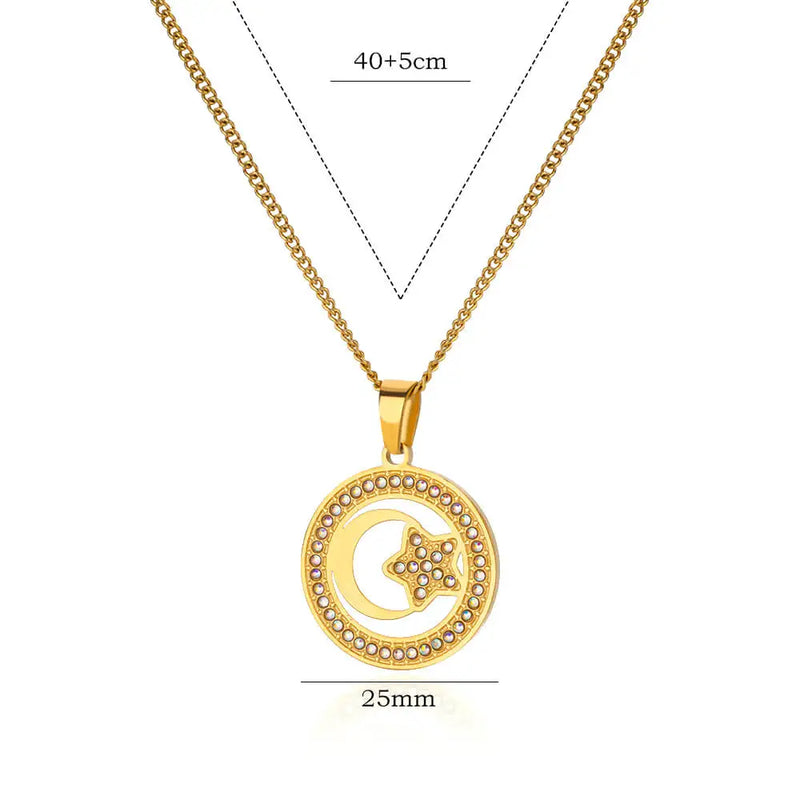 gold moon pendant necklace, view 3 - MRSLM