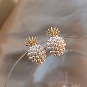 pearl pineapple stud earrings, view 4 - MRSLM