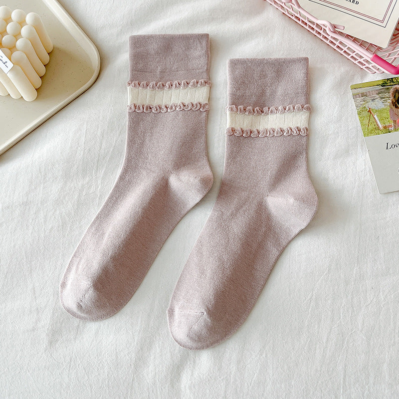 women's mid-tube cotton socks, view 4 - MRSLM