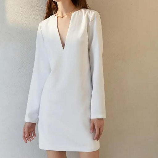 elegant notch neck tunic dress - MRSLM