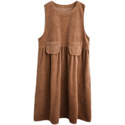 corduroy vest dress with pockets, view 4 - MRSLM