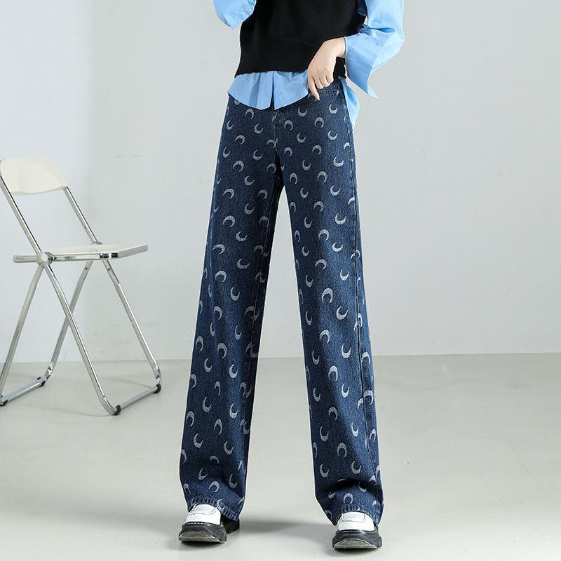 high-waist moon print baggy jeans - MRSLM