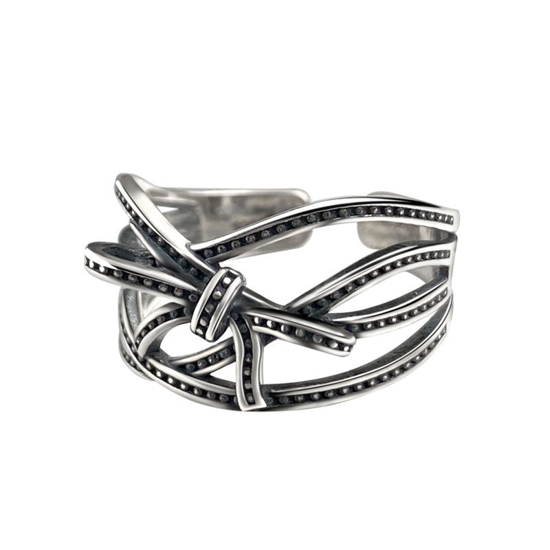 Vintage Minimalist Design S925 Sterling Silver Bends And Hitches Ring