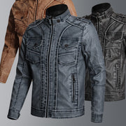 thick pu leather coat - MRSLM