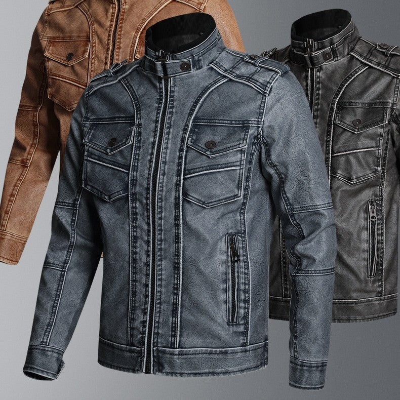 thick pu leather coat - MRSLM
