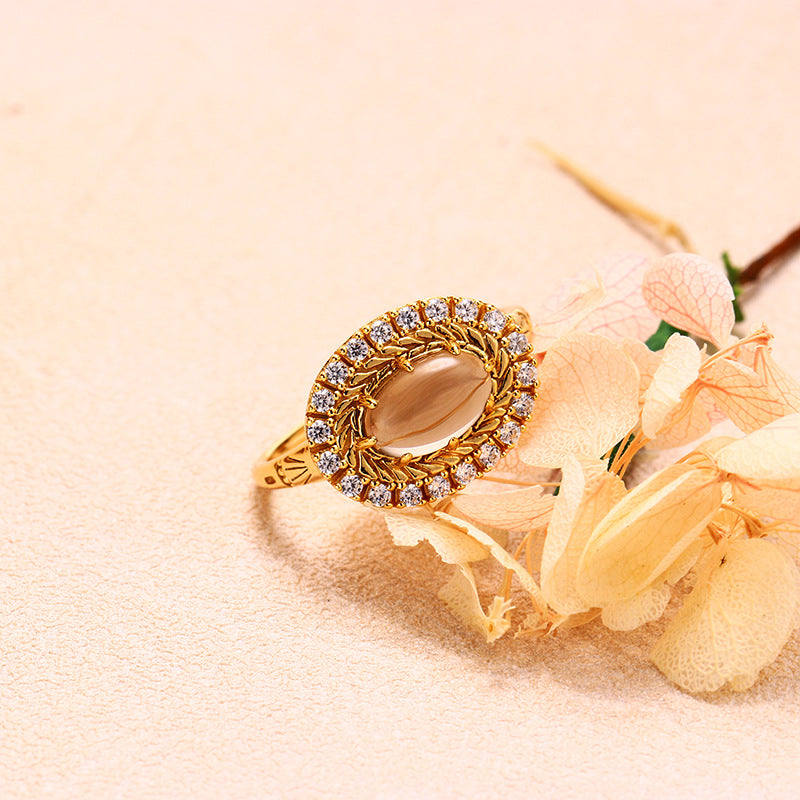 silver plated antique citrine ring, view 3 - MRSLM