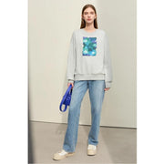 Women's abstract print loose sweatshirt, view 13 - MRSLM