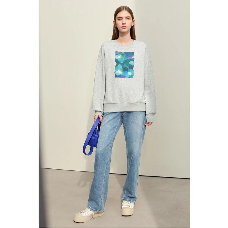 Women's abstract print loose sweatshirt, view 13 - MRSLM