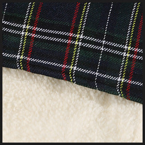 Buffalo plaid pet Christmas stocking with paw print, view 8 - MRSLM