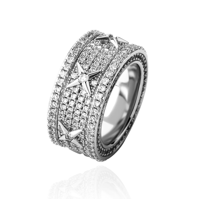 retro full zircon gold plated ring, view 3 - MRSLM