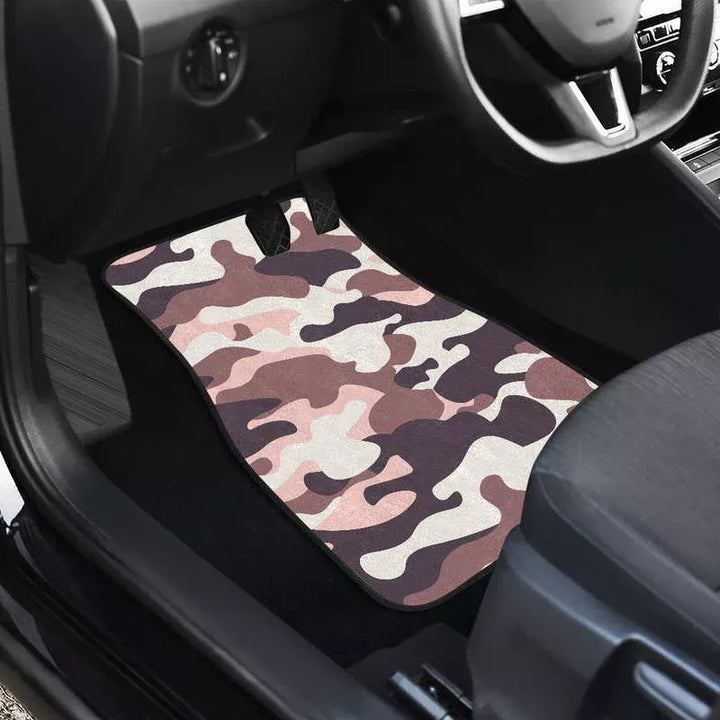 Chic Pink & Brown Camo Car Floor Mats