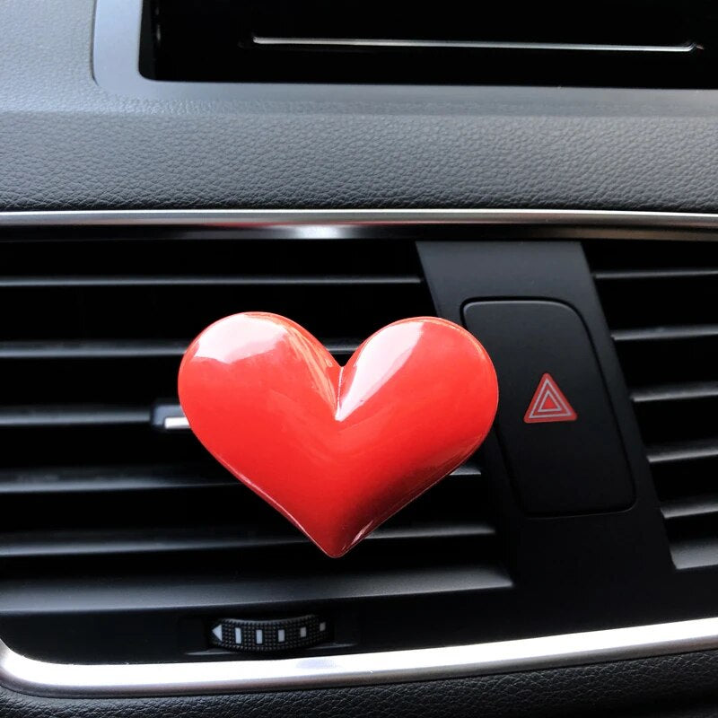 Red heart car air freshener clip, view 6 - MRSLM