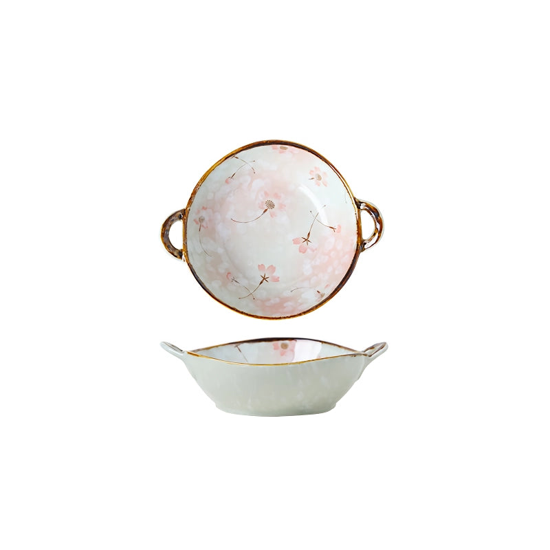 ceramic noodle soup bowl with handle, view 3 - MRSLM