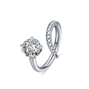 small moissanite geometric silver ring, view 2 - MRSLM