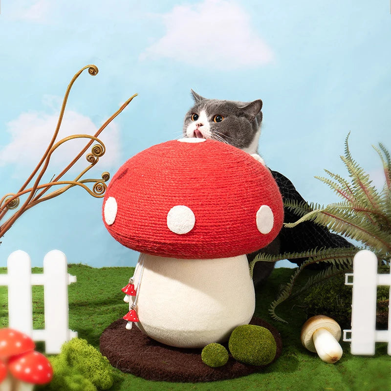 red mushroom cat scratching post, view 5 - MRSLM