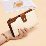 elegant women's long leather wallet, view 3 - MRSLM