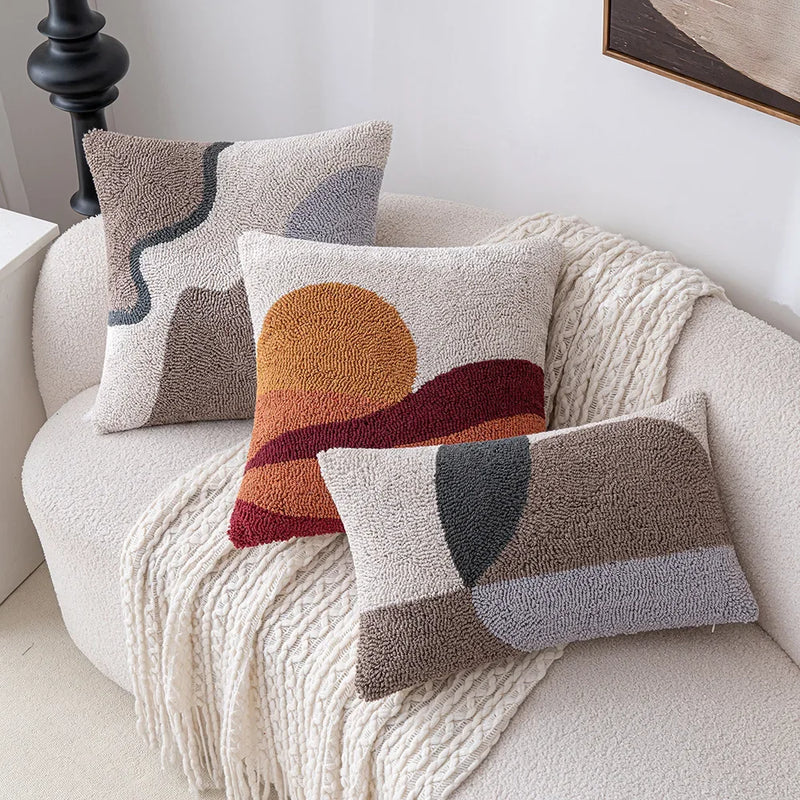 modern geometric tufted embroidered cushion cover, view 8 - MRSLM