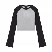 women's raglan sleeve contrast color long sleeve top, view 2 - MRSLM